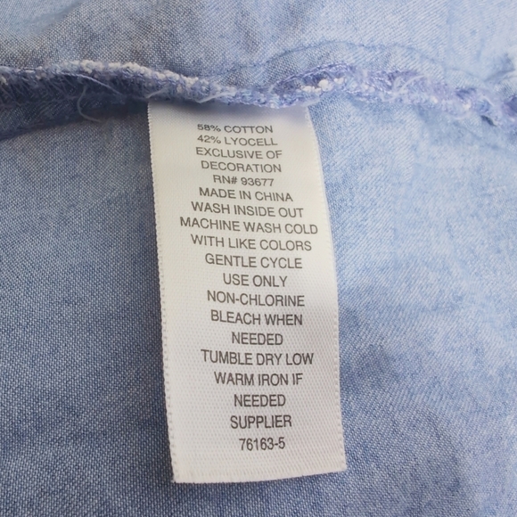 Ana Sz S Off The Shoulder Blue Denim Floral Embroidered Women's Top - Picture 5 of 6